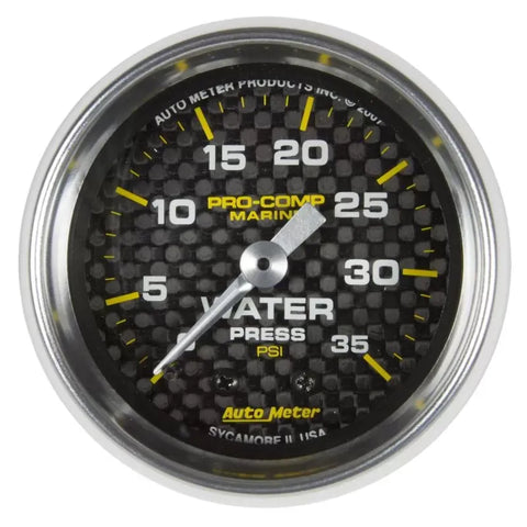 Autometer 2-1/16" 0-35 PSI Water Pressure Gauge Marine Carbon Fiber | Universal (200772-40)