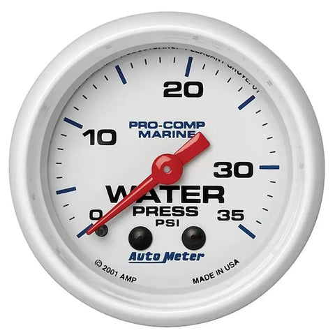 Autometer 2-1/16" 0-35 PSI Water Pressure Gauge Marine White | Universal (200772)