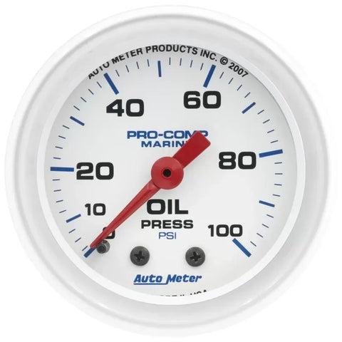 Autometer 2-1/16" 0-100 PSI Oil Pressure Gauge Marine White | Universal (200790)