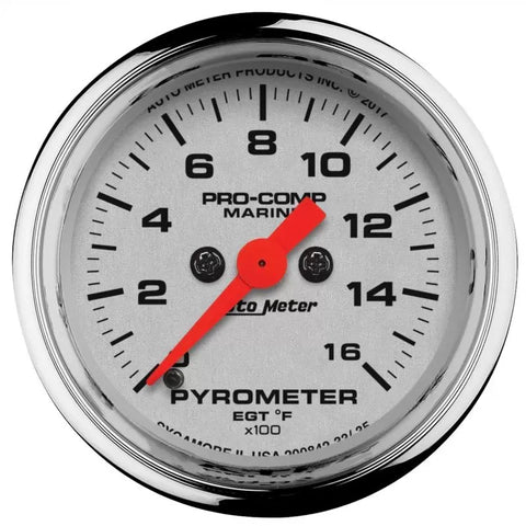 Autometer 2-1/16" 0-1600 ºF Pyrometer EGT Gauge Marine Chrome ULTRA-LITE | Universal (200842-35)