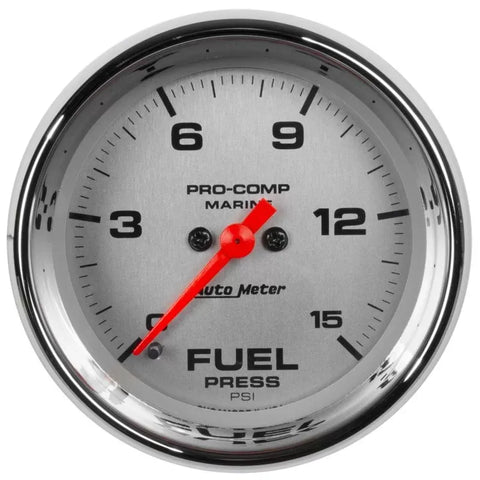 Autometer 2-1/16" 0-15 PSI Fuel Pressure Gauge Marine Chrome ULTRA-LITE | Universal (200848-35)