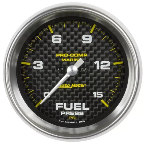 Autometer 2-1/16" 0-15 PSI Fuel Pressure Gauge Marine Carbon Fiber | Universal (200848-40)