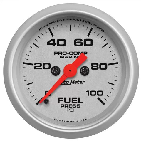 Autometer 2-1/16" 0-100 PSI Fuel Pressure Gauge Marine Silver ULTRA-LITE | Universal (200850-33)