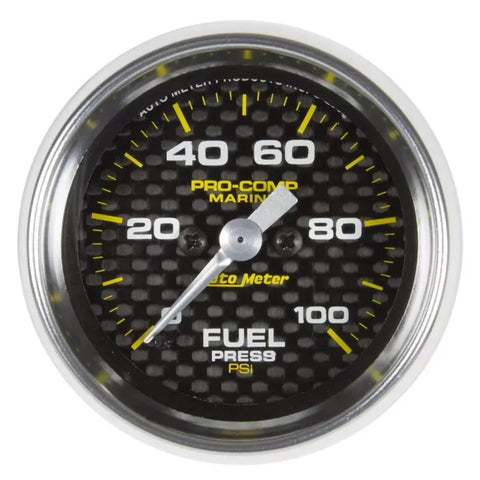Autometer 2-1/16" 0-100 PSI Fuel Pressure Gauge Marine Carbon Fiber | Universal (200850-40)
