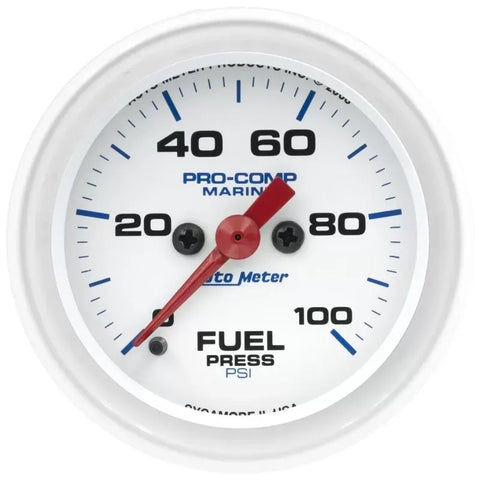 Autometer 2-1/16" 0-100 PSI Fuel Pressure Gauge Marine White | Universal (200850)