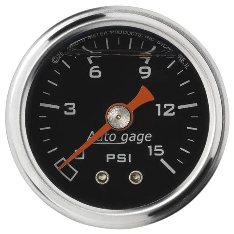 Autometer 1-1/2" 0-15 PSI Pressure Gauge Black | Universal (2172)