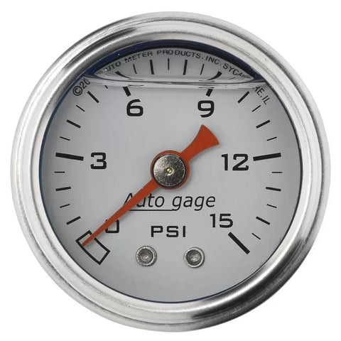 Autometer 1-1/2" 0-15 PSI Pressure Gauge White | Universal (2175)