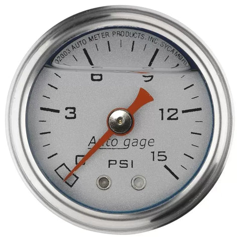 Autometer 1-1/2" 0-15 PSI Pressure Gauge Silver | Universal (2178)
