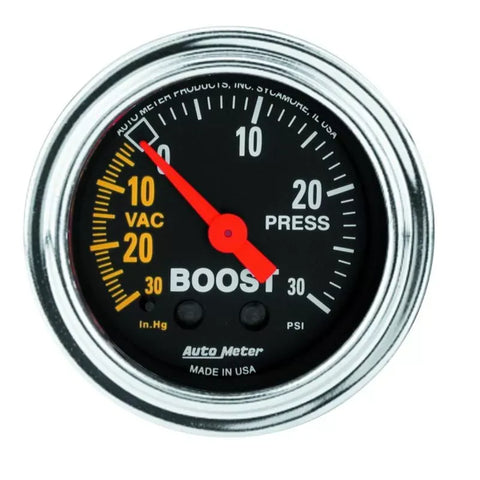 Autometer 2-1/16" 30 IN HG/30 PSI Vacuum/Boost Gauge Traditional Chrome | Universal (2403)