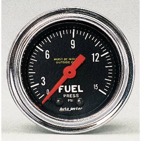 Autometer 2-1/16" 0-15 PSI Fuel Pressure Gauge Traditional Chrome | Universal (2411)
