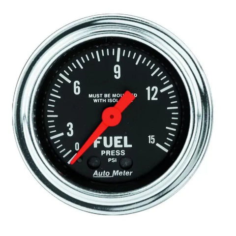 Autometer 2-1/16" 0-15 PSI Fuel Pressure Gauge Traditional Chrome | Universal (2413)