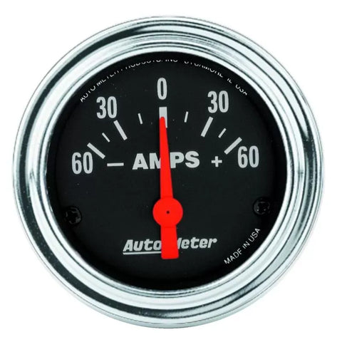 Autometer 2-1/16" 60-0-60 AMPS Ammeter Gauge Traditional Chrome | Universal (2586)