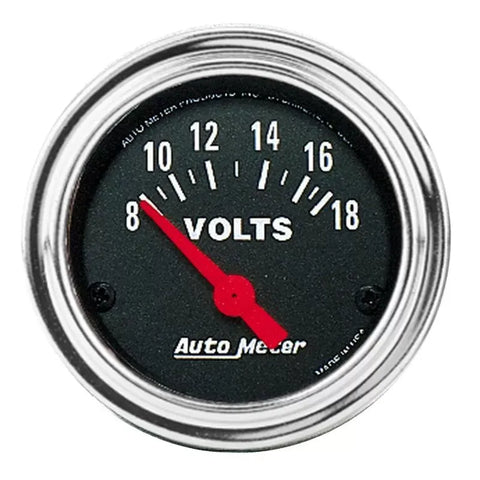Autometer 2-1/16" 8-18V Voltmeter Gauge Traditional Chrome | Universal (2592)