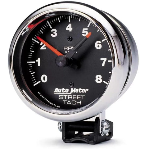 Autometer 3-3/4" 0-8000 RPM Pedestal Tachometer Gauge Traditional Chrome | Universal (2895)
