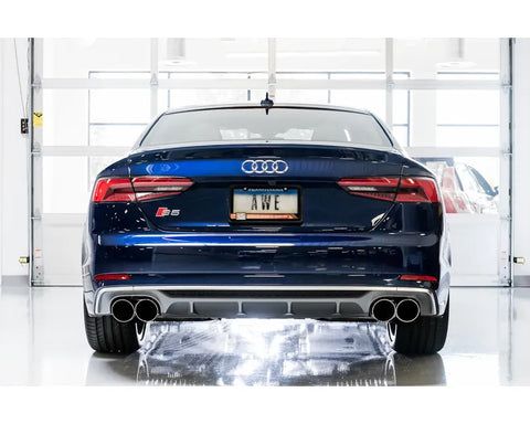 AWE Track Edition Exhaust for Audi B9 S5 Coupe - Chrome Silver 102mm Tips (3010-42064)
