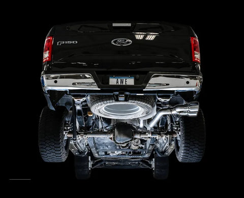 AWE 0FG Single Exit Exhaust for '15-'20 F-150 - 4.5" Chrome Silver Tips (3015-22066)