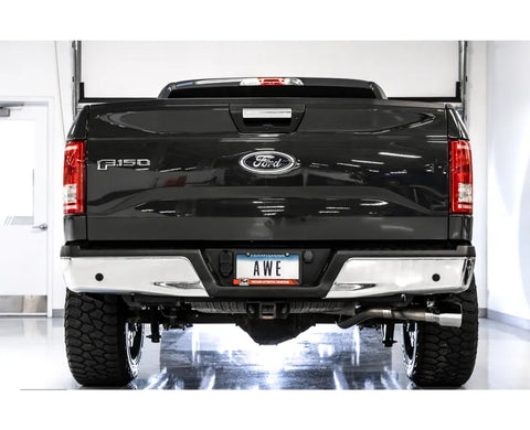 AWE 0FG Single Exit Exhaust for '15-'20 F-150 - 4.5" Chrome Silver Tips (3015-22066)