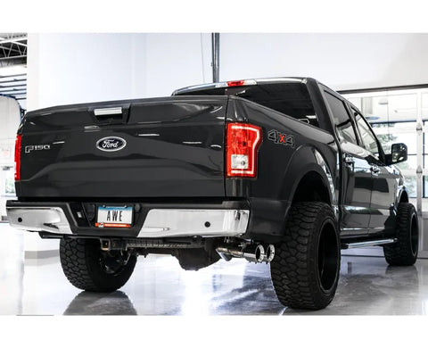 AWE 0FG Single Exit Exhaust for '15-'20 F-150 - 4.5" Chrome Silver Tips (3015-22066)