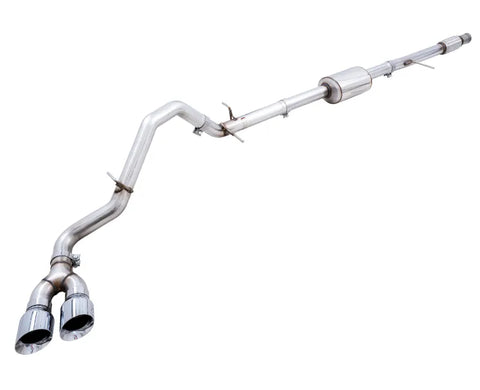 AWE 0FG Catback Dual Side Exit Exhaust for 4th Gen Silverado/Sierra 1500 5.3L (Flat Bumper) - Chrome Silver Tips (3015-22207)
