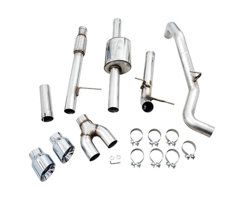 AWE 0FG Catback Dual Side Exit Exhaust for 4th Gen Silverado/Sierra 1500 5.3L (Flat Bumper) - Chrome Silver Tips (3015-22207)