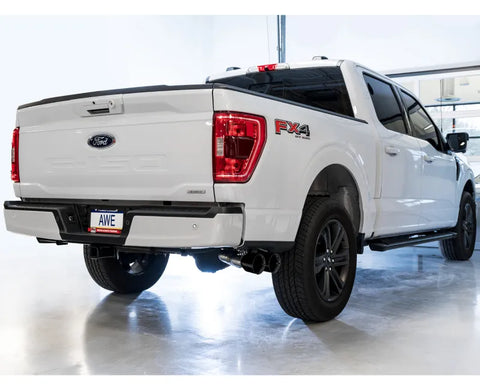AWE 0FG Dual Side Exit Exhaust for '21+ Ford F-150 - 4.5" Diamond Black Tips (3015-23059)