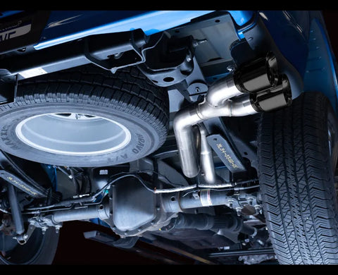 AWE 0FG Dual Side Exit Exhaust for '21+ Ford F-150 - 4.5" Diamond Black Tips (3015-23059)