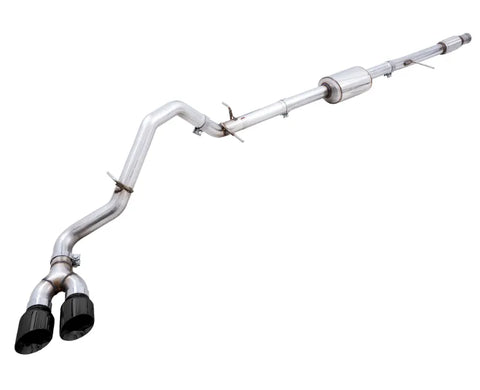 AWE 0FG Catback Dual Side Exit Exhaust for 4th Gen Silverado/Sierra 1500 5.3L (Flat Bumper) - Diamond Black Tips (3015-23208)