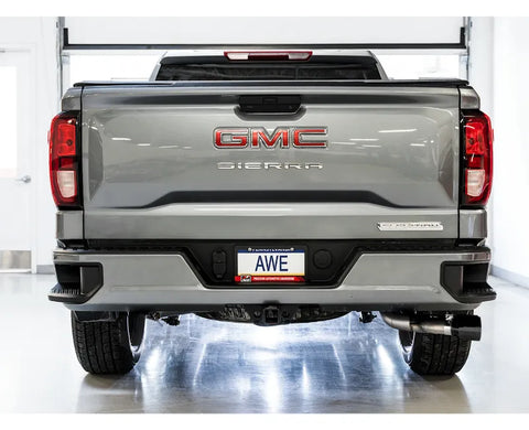 AWE 0FG Catback Dual Side Exit Exhaust for 4th Gen Silverado/Sierra 1500 5.3L (Flat Bumper) - Diamond Black Tips (3015-23208)