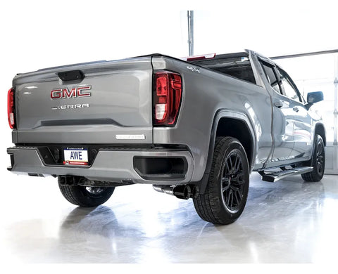 AWE 0FG Catback Dual Side Exit Exhaust for 4th Gen Silverado/Sierra 1500 5.3L (Flat Bumper) - Diamond Black Tips (3015-23208)