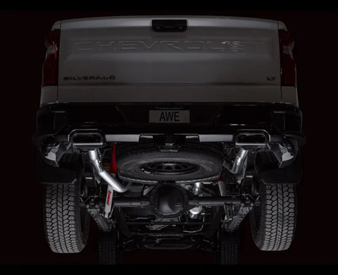 AWE 0FG Catback Split Rear Exit Exhaust for 4th Gen Silverado/Sierra 1500 6.2L (With Bumper Cutouts) - OE Tips (3015-31202)