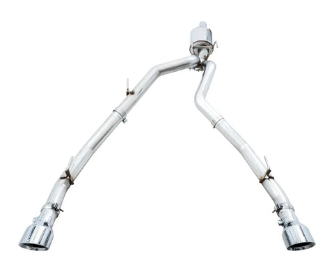 AWE 0FG Dual Rear Exit Catback Exhaust for 4th Gen RAM 1500 5.7L (with bumper cutouts) - Chrome Silver Tips (3015-32002)