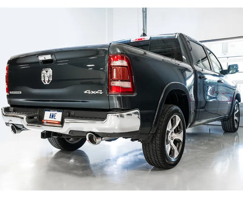 AWE 0FG Dual Rear Exit Catback Exhaust for 5th Gen RAM 1500 5.7L (with bumper cutouts) - Chrome Silver Tips (3015-32005)