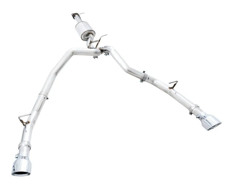 AWE 0FG Dual Rear Exit Catback Exhaust for 5th Gen RAM 1500 5.7L (with bumper cutouts) - Chrome Silver Tips (3015-32005)