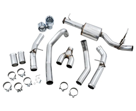 AWE 0FG Dual Rear Exit Catback Exhaust for 5th Gen RAM 1500 5.7L (with bumper cutouts) - Chrome Silver Tips (3015-32005)