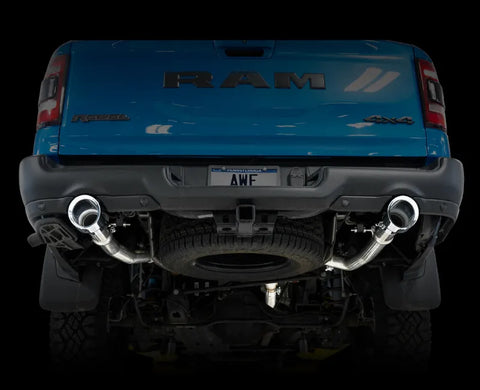 AWE 0FG Dual Rear Exit Catback Exhaust for 5th Gen RAM 1500 5.7L (with bumper cutouts) - Chrome Silver Tips (3015-32005)