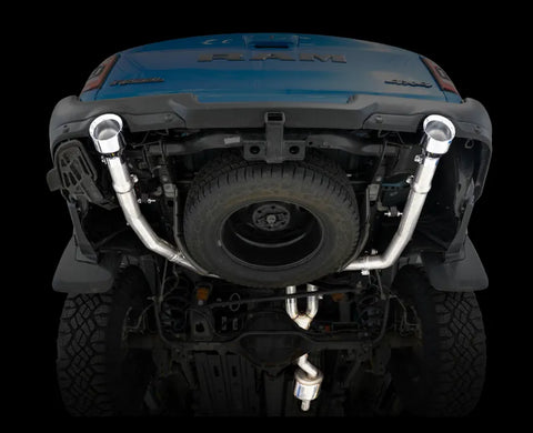 AWE 0FG Dual Rear Exit Catback Exhaust for 5th Gen RAM 1500 5.7L (with bumper cutouts) - Chrome Silver Tips (3015-32005)