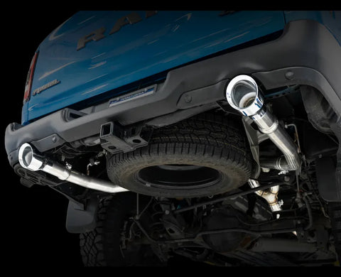 AWE 0FG Dual Rear Exit Catback Exhaust for 5th Gen RAM 1500 5.7L (with bumper cutouts) - Chrome Silver Tips (3015-32005)