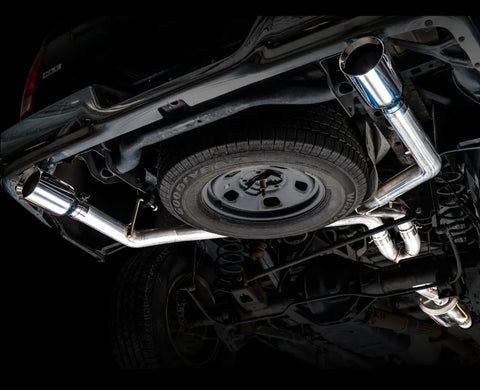 AWE 0FG Dual Rear Exit Catback Exhaust for 4th Gen RAM 1500 5.7L (without bumper cutouts) - Chrome Silver Tips (3015-32101)