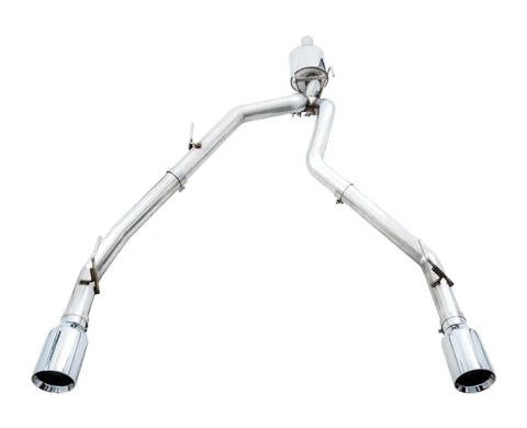 AWE 0FG Dual Rear Exit Catback Exhaust for 4th Gen RAM 1500 5.7L (without bumper cutouts) - Chrome Silver Tips (3015-32101)