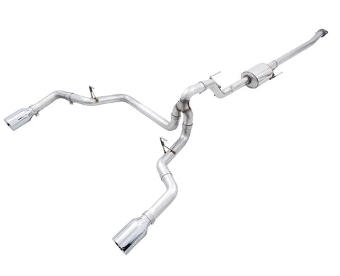 AWE 0FG Dual Split Rear Exhaust for '21+ Ford F-150 - 5" Chrome Silver Tips (3015-32105)