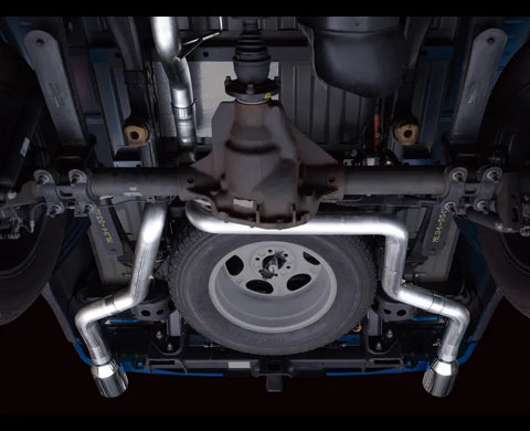 AWE 0FG Dual Split Rear Exhaust for '21+ Ford F-150 - 5" Chrome Silver Tips (3015-32105)