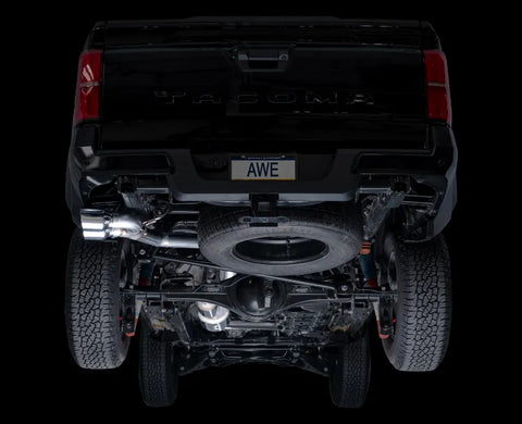 AWE 0FG Exhaust for 4th Gen Toyota Tacoma - Dual Chrome Silver Tips (3015-32254)