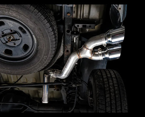 AWE 0FG Single Side Exit Catback Exhaust for 4th Gen RAM 1500 5.7L (without bumper cutouts) - Dual Chrome Tips (3015-32304)