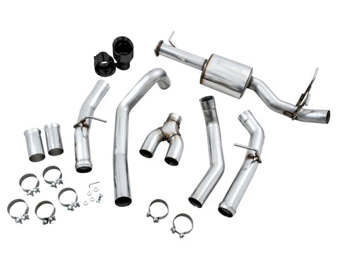 AWE 0FG Dual Rear Exit Catback Exhaust for 5th Gen RAM 1500 5.7L (with bumper cutouts) - Diamond Black Tips (3015-33006)