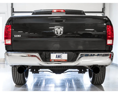 AWE 0FG Dual Rear Exit Catback Exhaust for 4th Gen RAM 1500 5.7L (without bumper cutouts) - Diamond Black Tips (3015-33104)