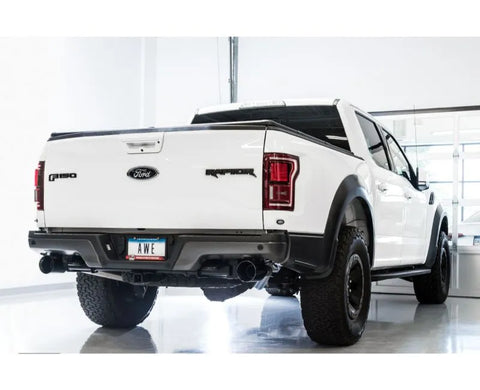 AWE 0FG Exhaust for Gen 2 Ford Raptor (Resonated Performance Cat-back) - Diamond Black 5" Tips (3015-33106)