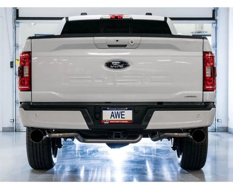 AWE 0FG Dual Split Rear Exhaust for '21+ Ford F-150 - 5" Diamond Black Tips (3015-33119)