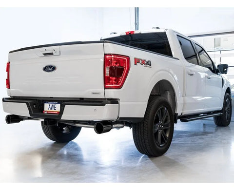 AWE 0FG Dual Split Rear Exhaust for '21+ Ford F-150 - 5" Diamond Black Tips (3015-33119)