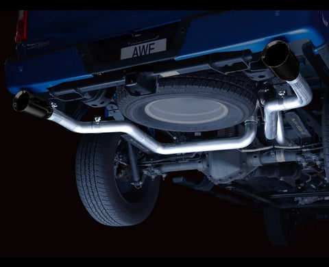 AWE 0FG Dual Split Rear Exhaust for '21+ Ford F-150 - 5" Diamond Black Tips (3015-33119)