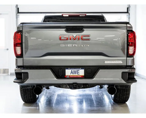 AWE 0FG Catback Split Rear Exit Exhaust for 4th Gen Silverado/Sierra 1500 5.3L (Flat Bumper) - Dual Diamond Black Tips (3015-33206)